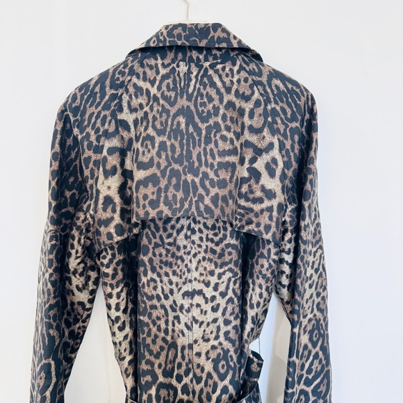 St. John cotton and silk animal leopard print Trench Coat - Picture 6 of 13